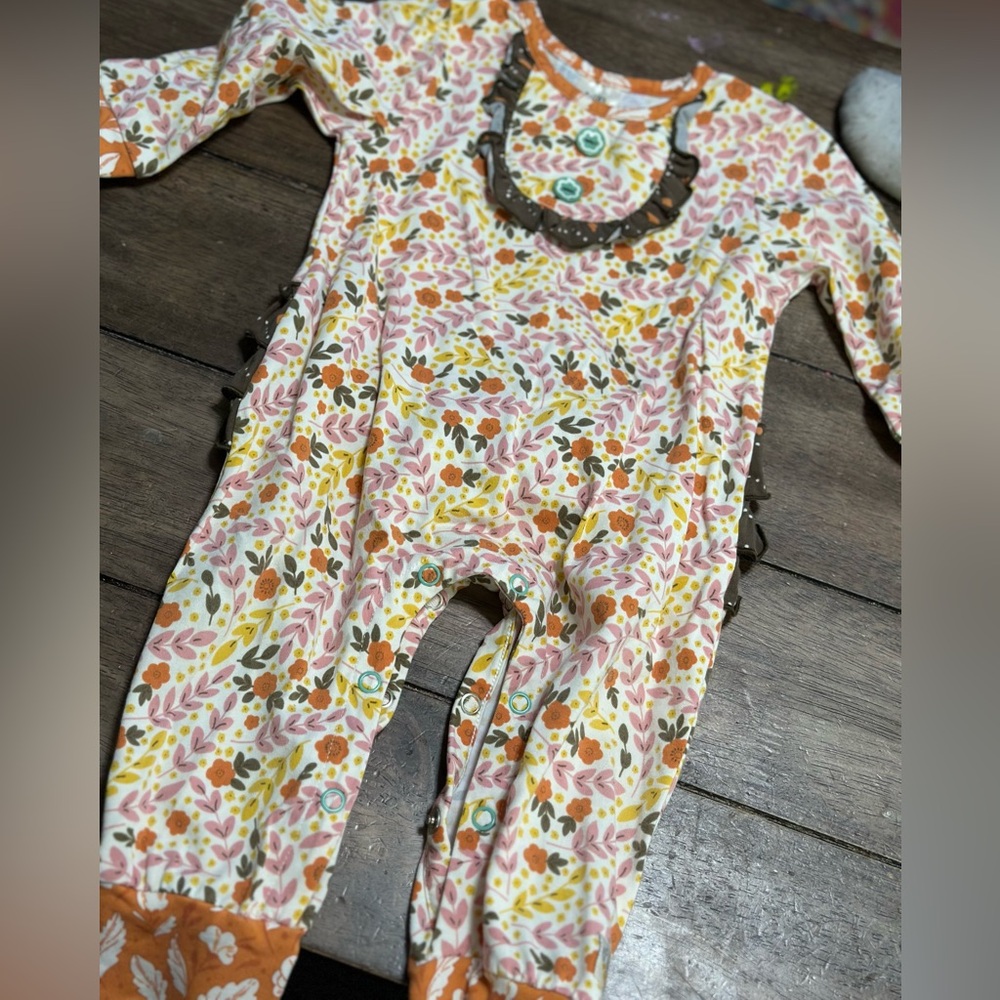 Wildflowers Autumn Leaf Print Kids Footie